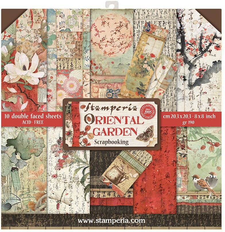 Stamperia Double-Sided Paper Pad 8"X8" 10/Pkg-Oriental Garden, 10 Designs/1 Each