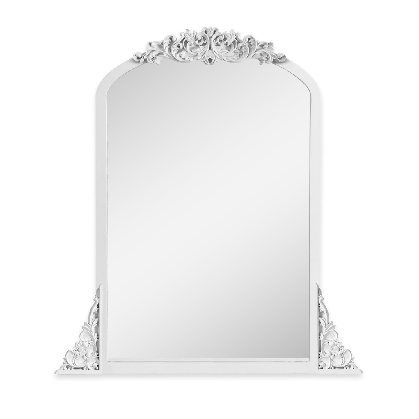 Arched Full Length Mirror Vintage Carved Mirror Solid Wood Frame Wall Mirror for Home Decor