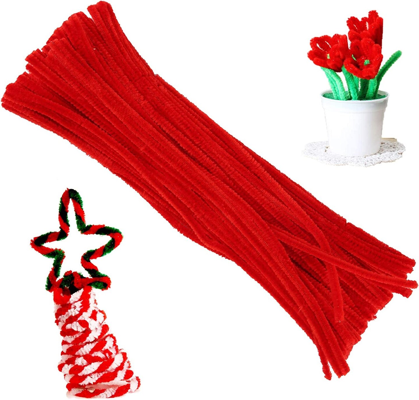 100 Pieces Pipe Cleaners Chenille Stem Solid Color Pipe Cleaners