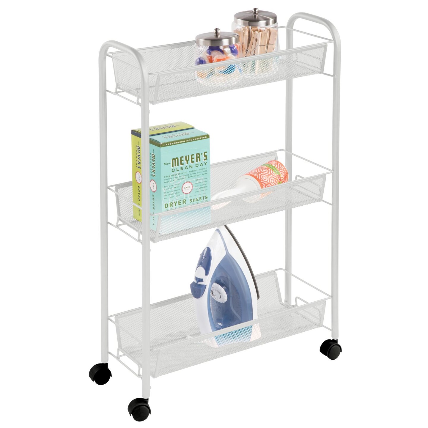 mDesign Portable Metal Rolling Laundry Utility Cart