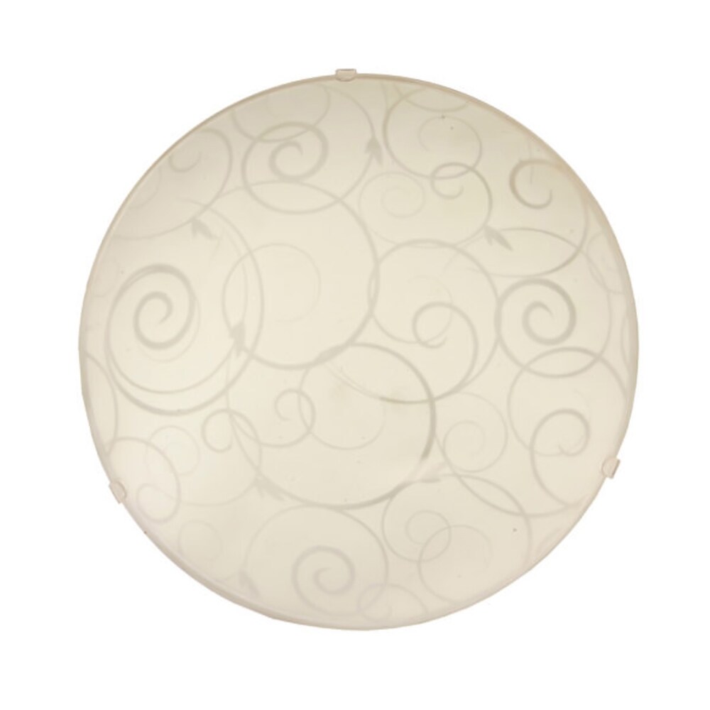 Simple Designs   Round Flushmount Ceiling Light with Scroll Swirl Design - White
