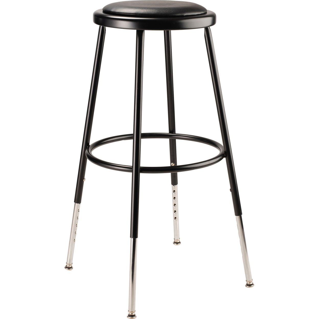National Public Seating 24.5 -32.5&#x22; Height Adjustable Heavy Duty Vinyl Padded Steel Stool - Black