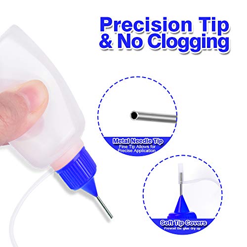 YEAJOIN 18PCS Precision Needle Tip Glue Applicator Bottles, 6 Color 30ML/1  OZ
