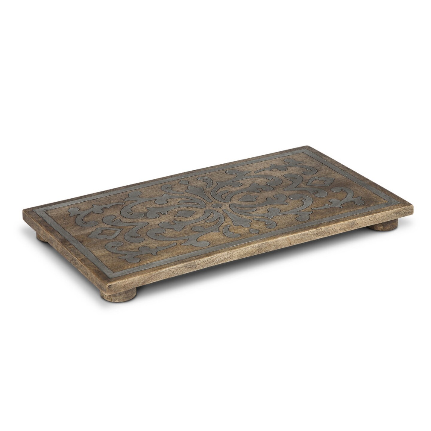 Contemporary Home Living 18&#x22; Brown Rectangular Wood and Metal Tivet
