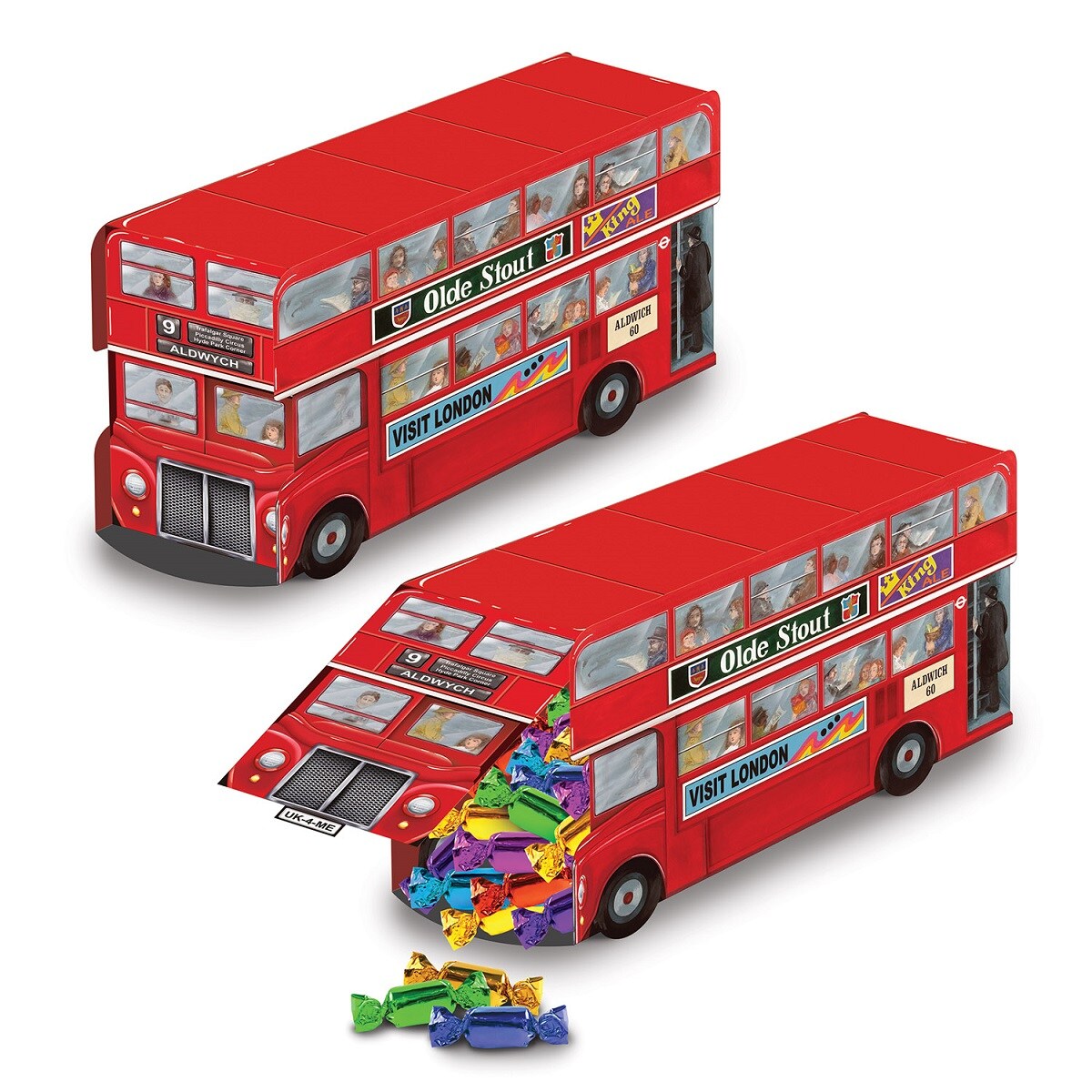 Party Central Club Pack of 12 Red 3-Dimensional British Double Decker Bus Centerpieces 9.25&#x22;