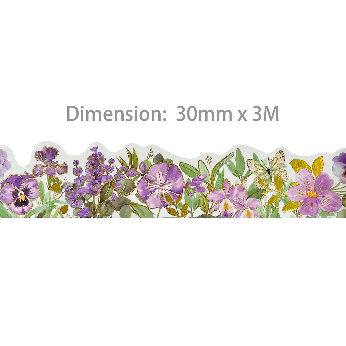 Wrapables Landscape Floral Metallic Gold Foil Washi Tape, 30mm x 3M