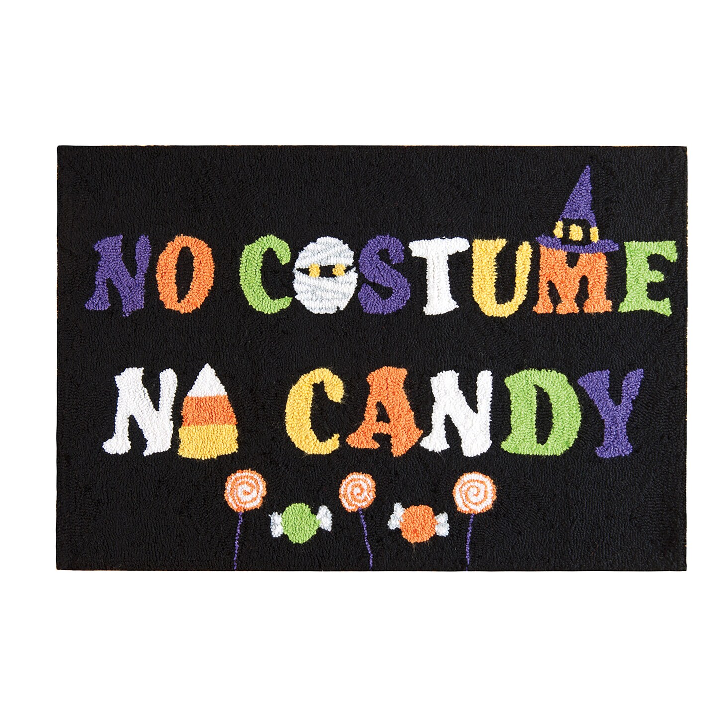 2'0" x 3'0" Halloween "No Costume No Candy" Premium Handcrafted Indoor Rug
