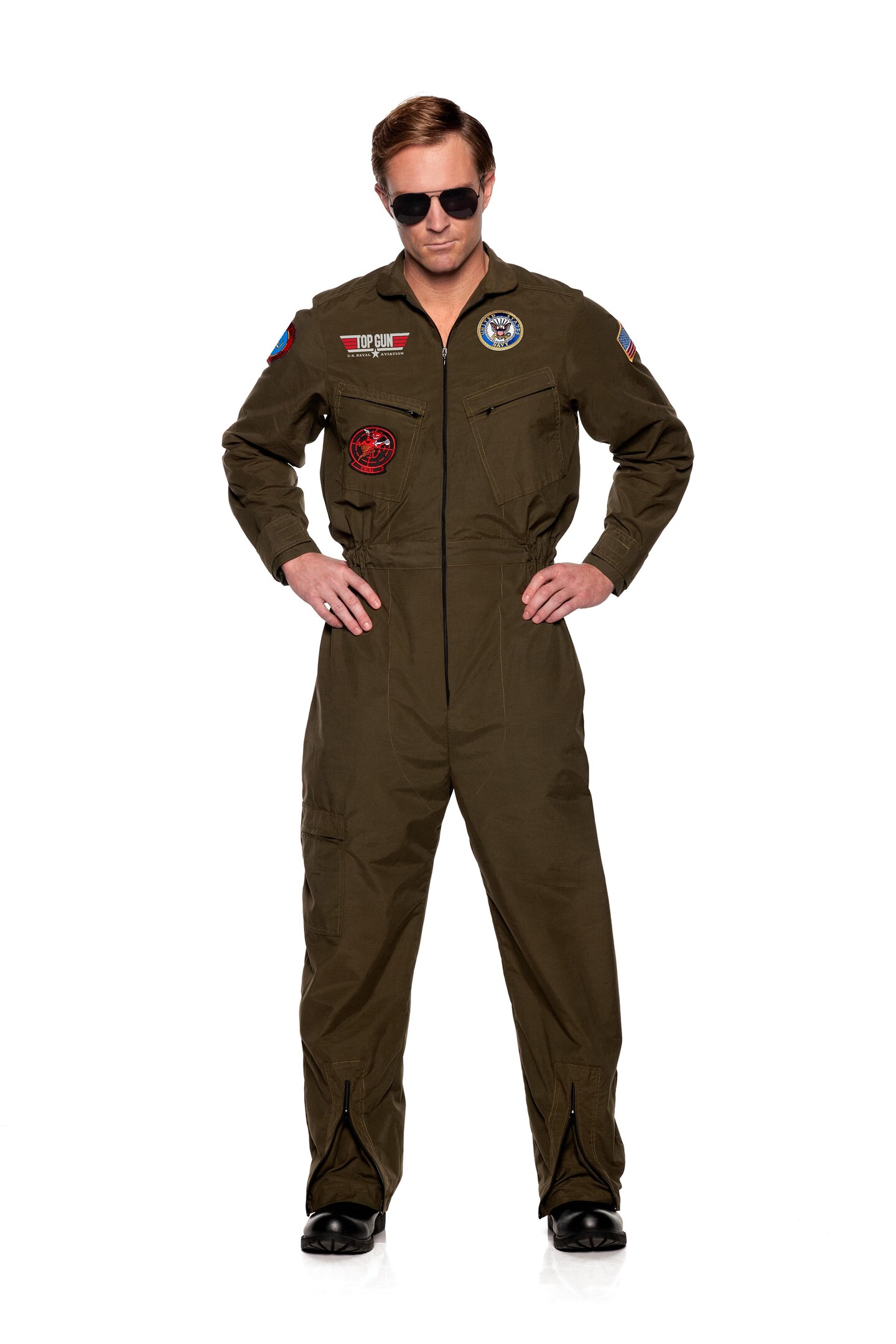 Navy Top Gun Men&#x27;s Pilot Jumpsuit Adult Costume