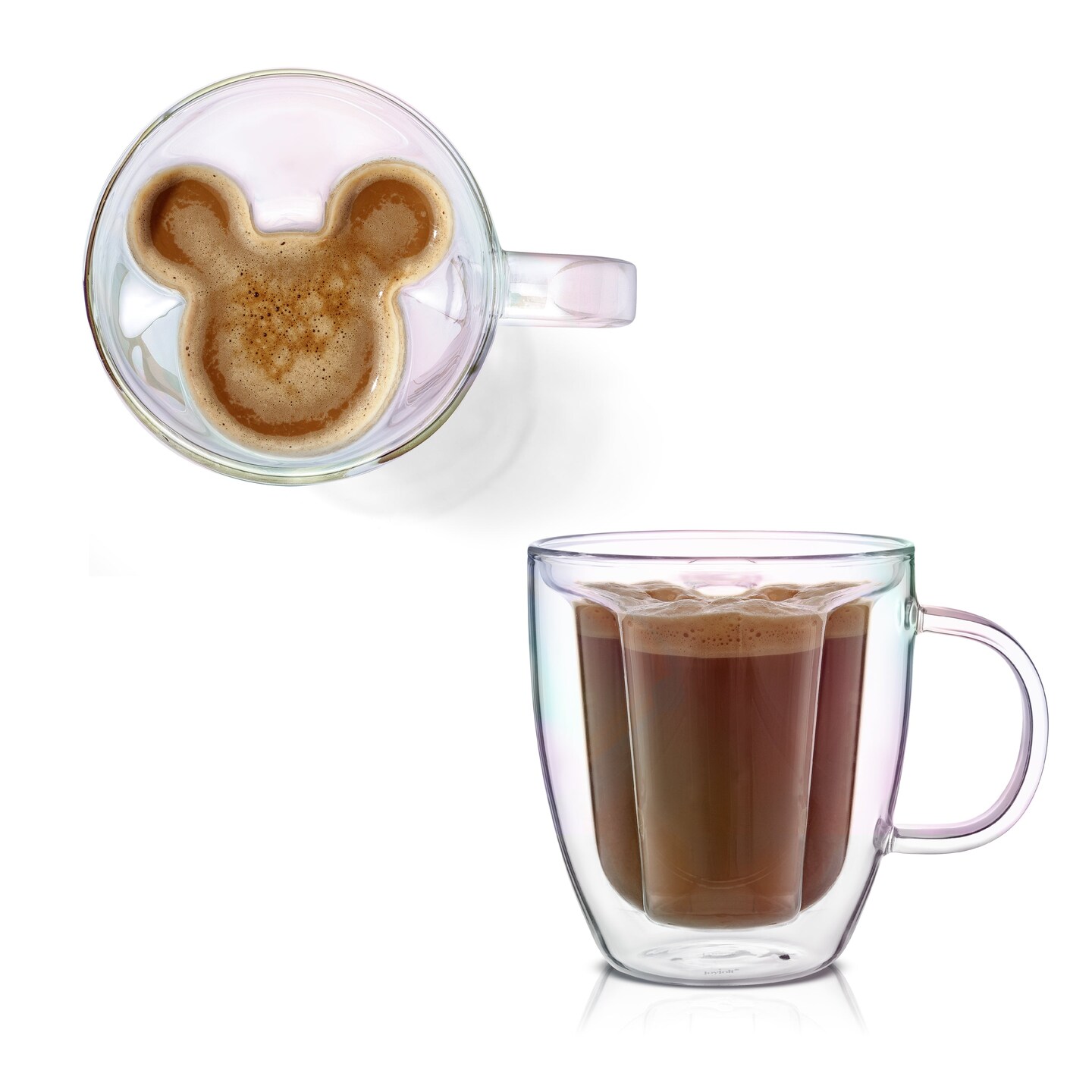JoyJolt Disney100 Limited Edition 3D Mickey Double Wall Glass Coffee Mug -  10 oz