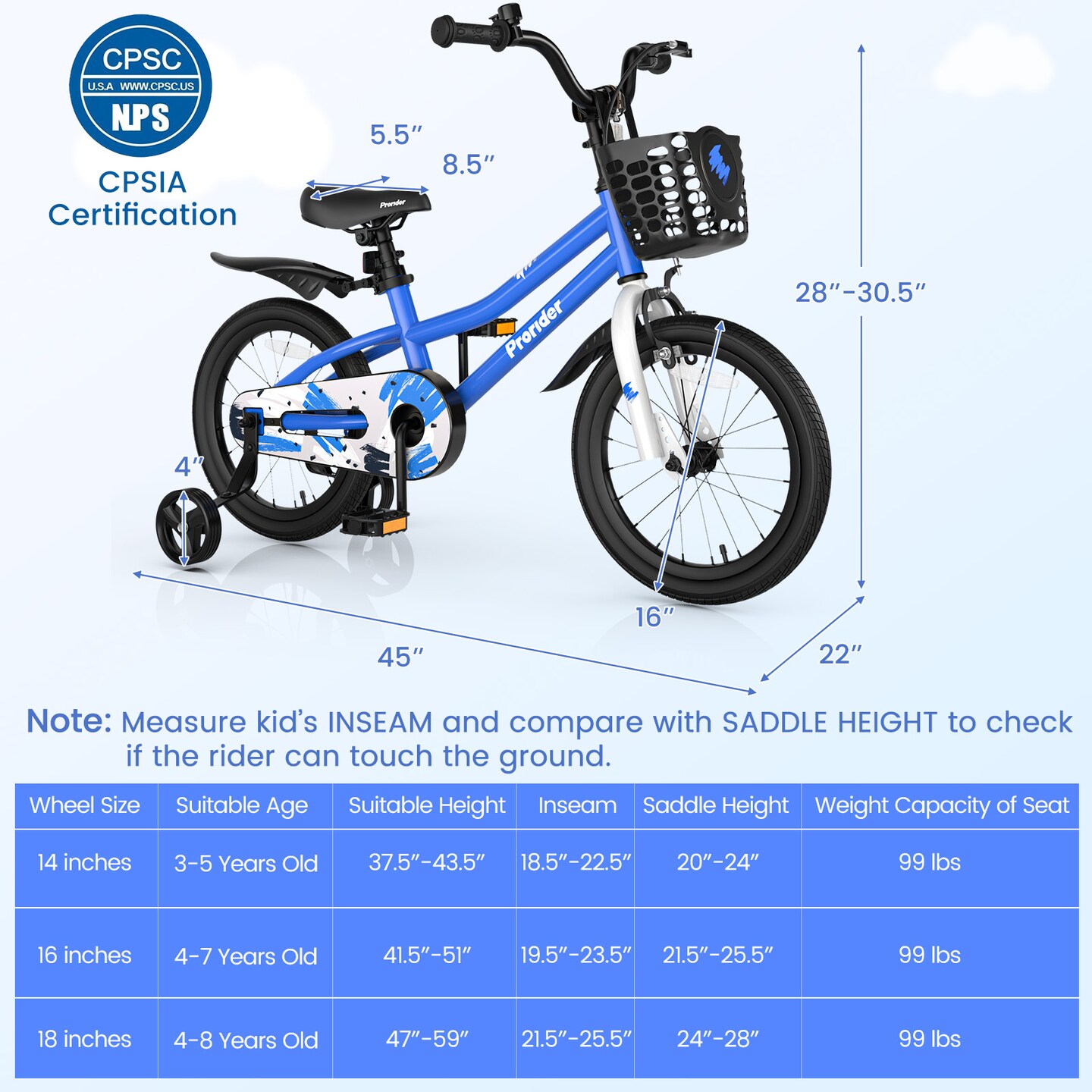 16 Inch Kid&#x27;s Bike with Removable Training Wheels