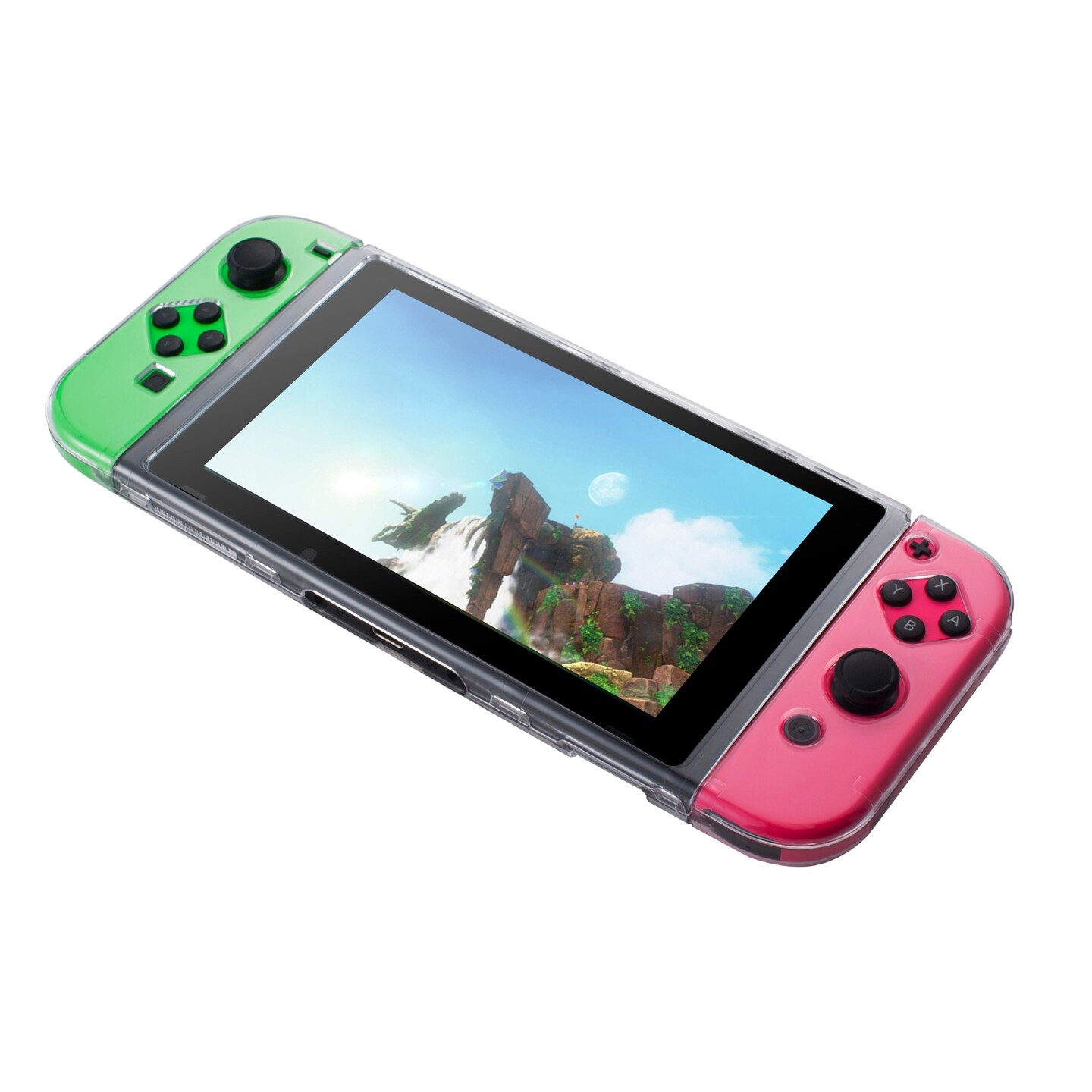 Insten Fully Protected Strong Durable 3 Part Design Clear Crystal Protective Case Cover for Nintendo Switch Console &#x26; Joy-Con (Joy-Cons Case Separated)