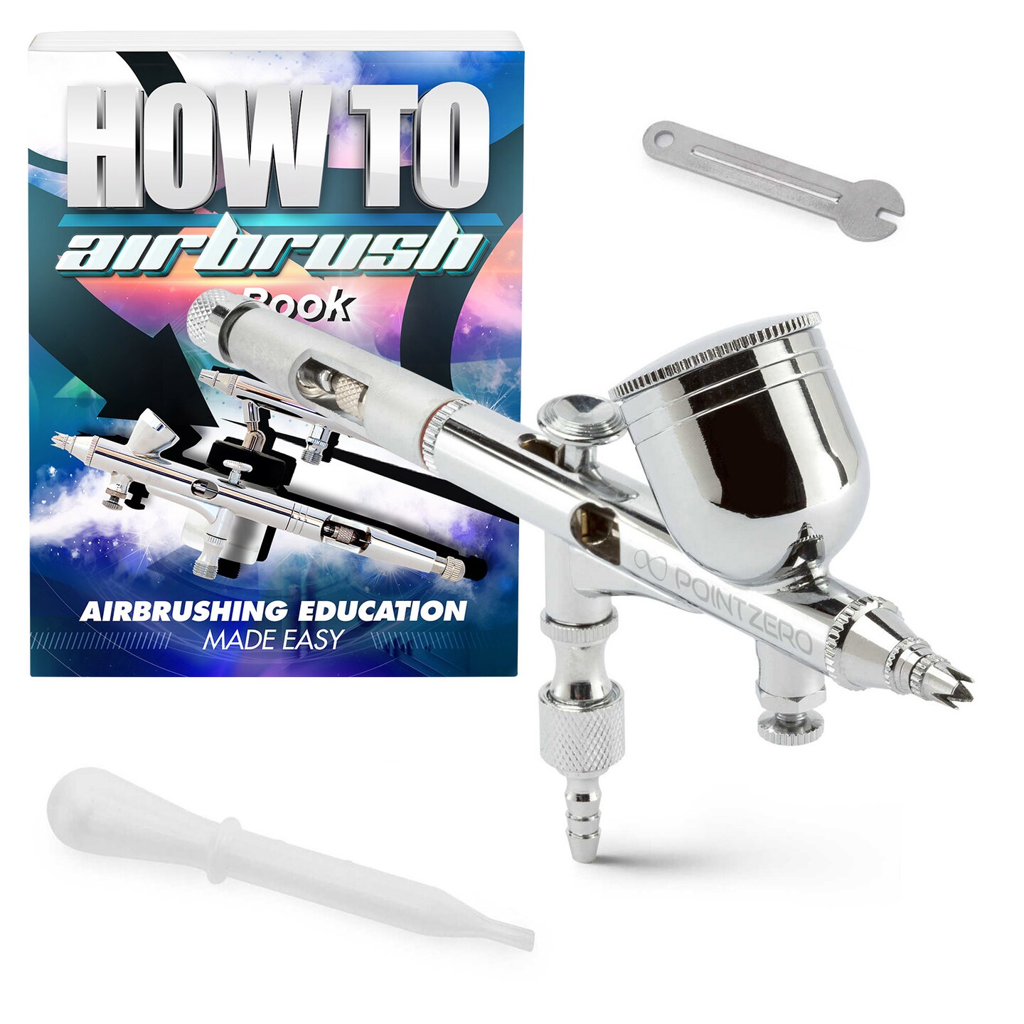 PointZero Dual-Action 9cc Gravity-Feed Airbrush Set w/ MAC Valve - .2mm Nozzle
