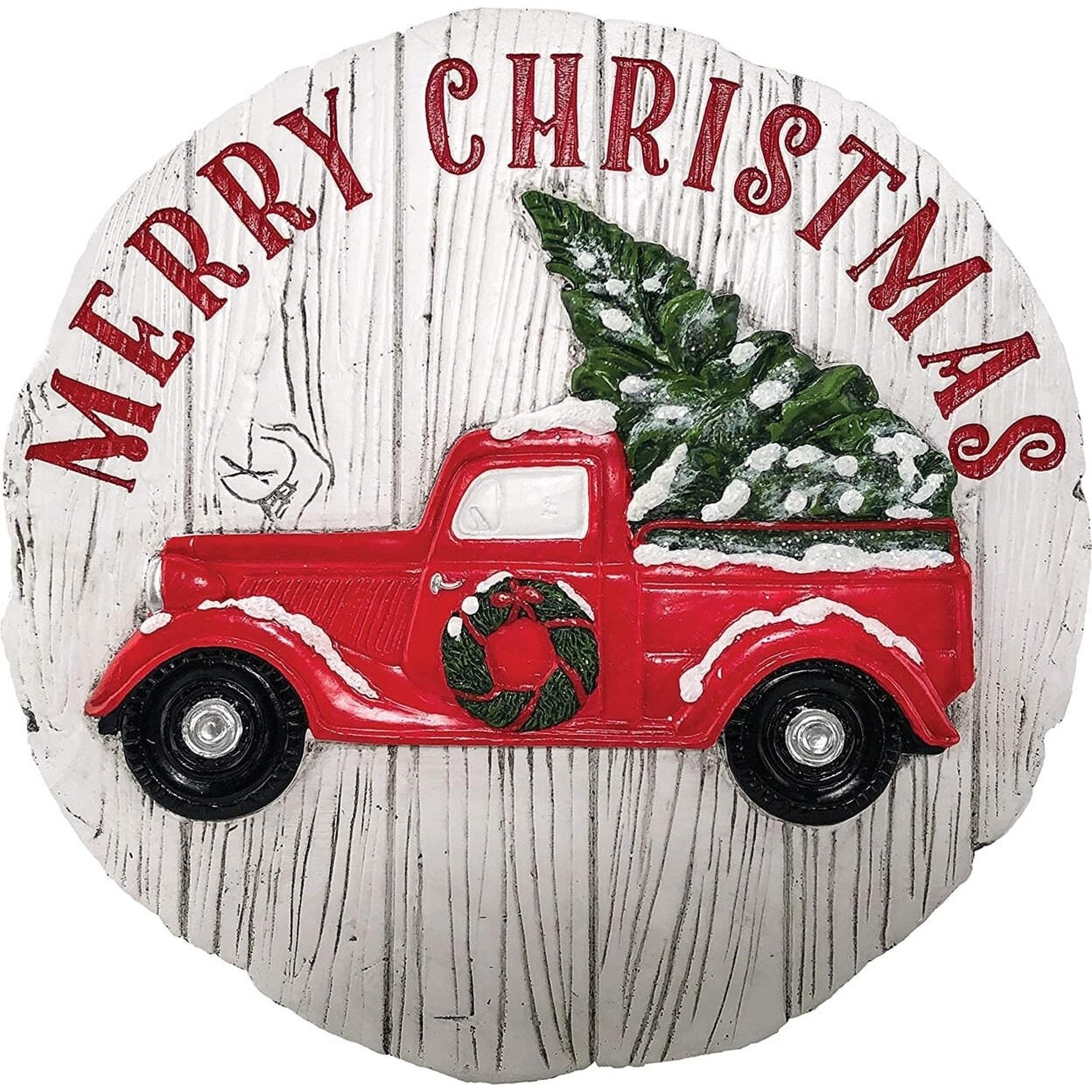 Summerfield Terrace Merry Christmas Red Truck Decorative Garden Stone