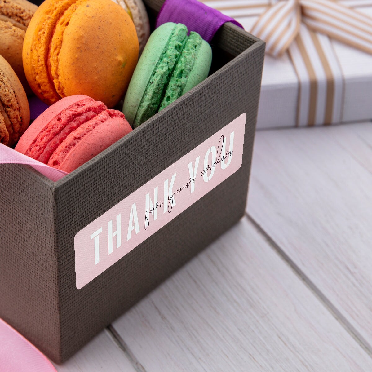 Wrapables 3" x 1" Small Business Thank You Stickers Roll, Sealing Stickers and Labels for Boxes, Envelopes, Bags, Packages