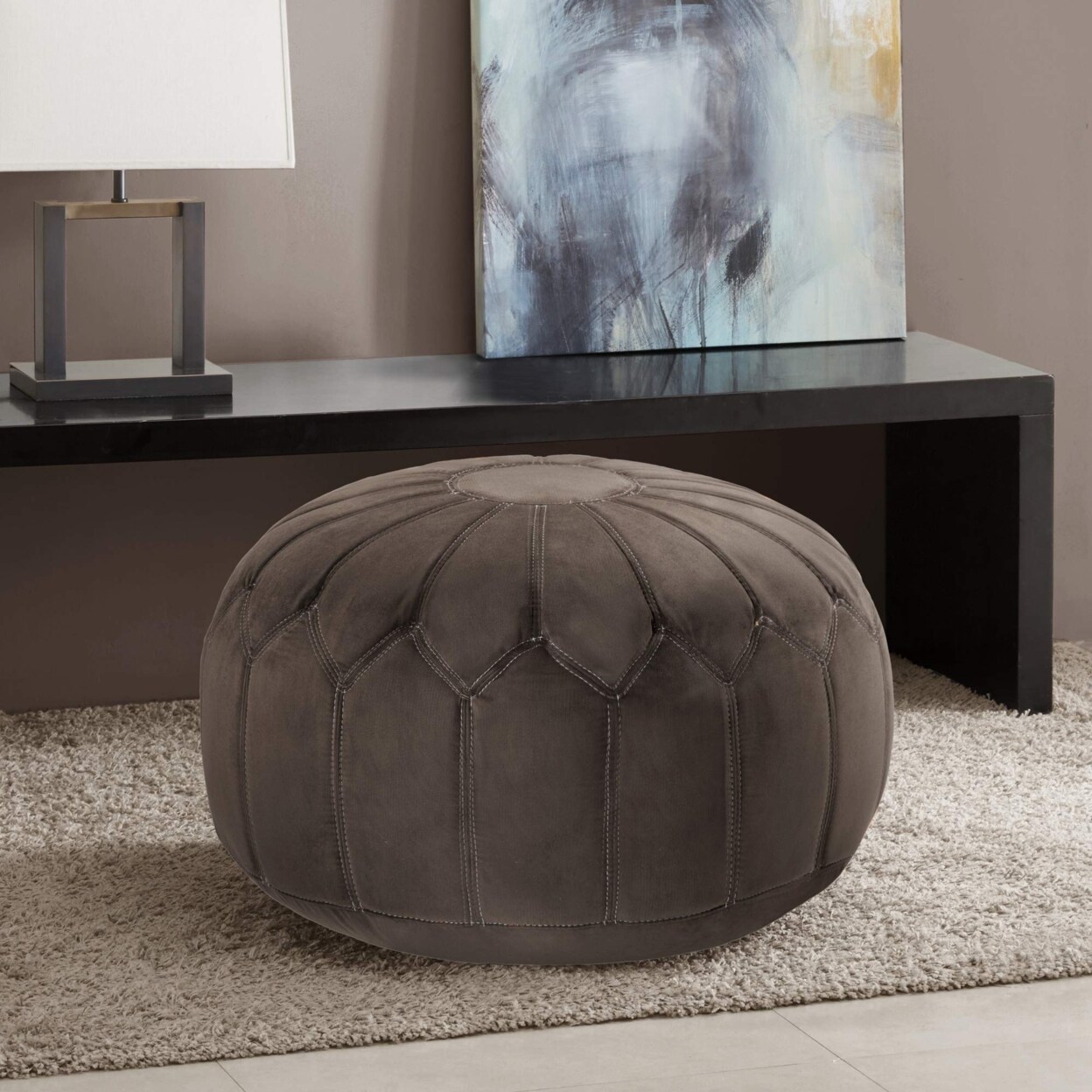 Madison Park   FPF18-0169 Kelsey Round Pouf Ottoman