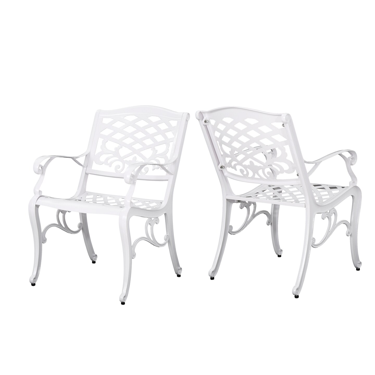 Contemporary Home Living Set of 2 White and Black Contemporary Outdoor Patio Arm Dining Chairs 35&#x22;