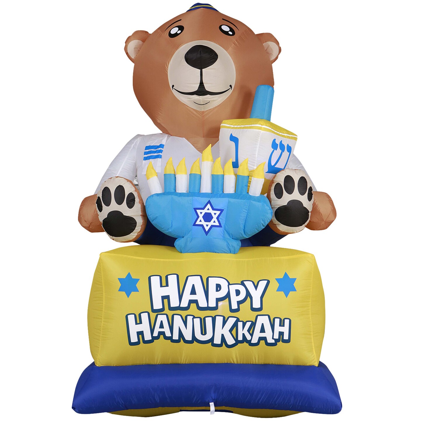 Gardenised Giant Hanukkah Inflatable Bear - Yard Decor with Built-in Bulbs Tie-Down Points and Powerful Built in Fan