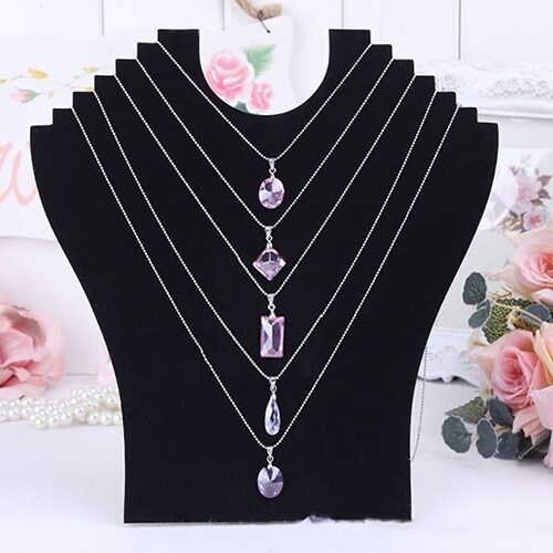 Generic Necklace Bust Jewelry Pendant Chain Display Holder Neck Velvet Stand Easel