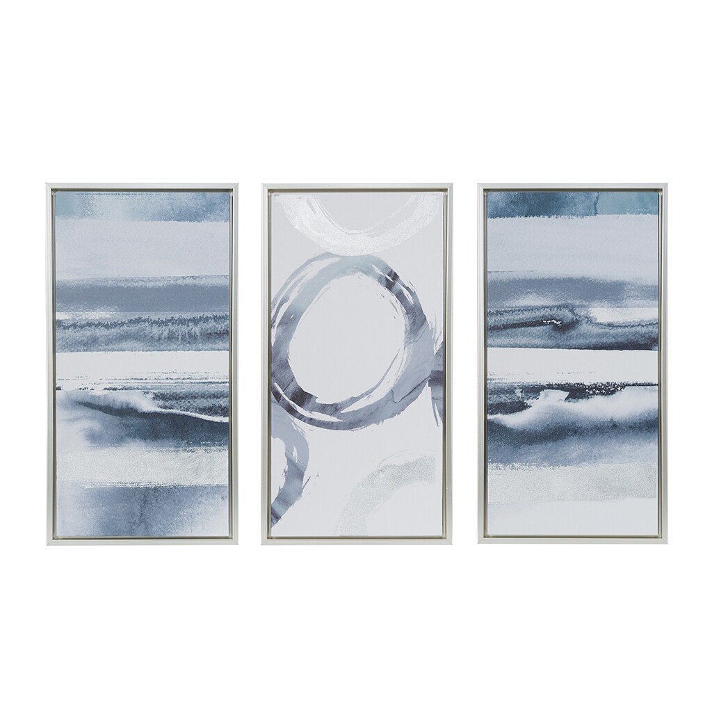 Gracie Mills Silver Foil Abstract 3-piece Framed Canvas Wall Art Set