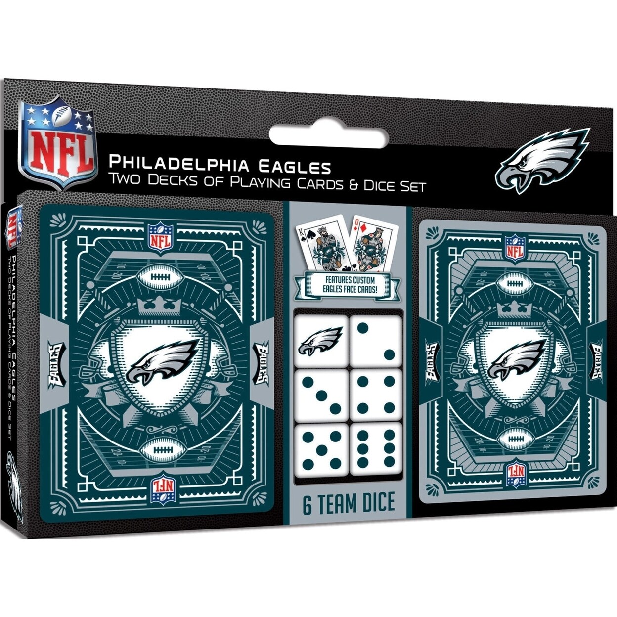 MasterPieces Philadelphia Eagles - 2-Pack Playing Cards and Dice Set