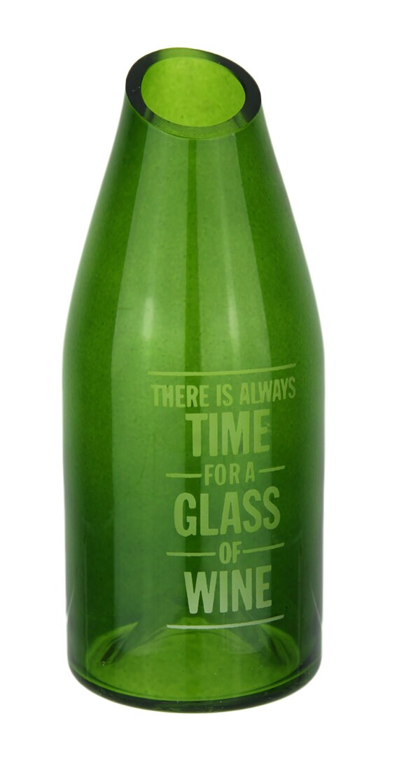Green Glass Bottle Carafe Decorative Wine Cork Holder