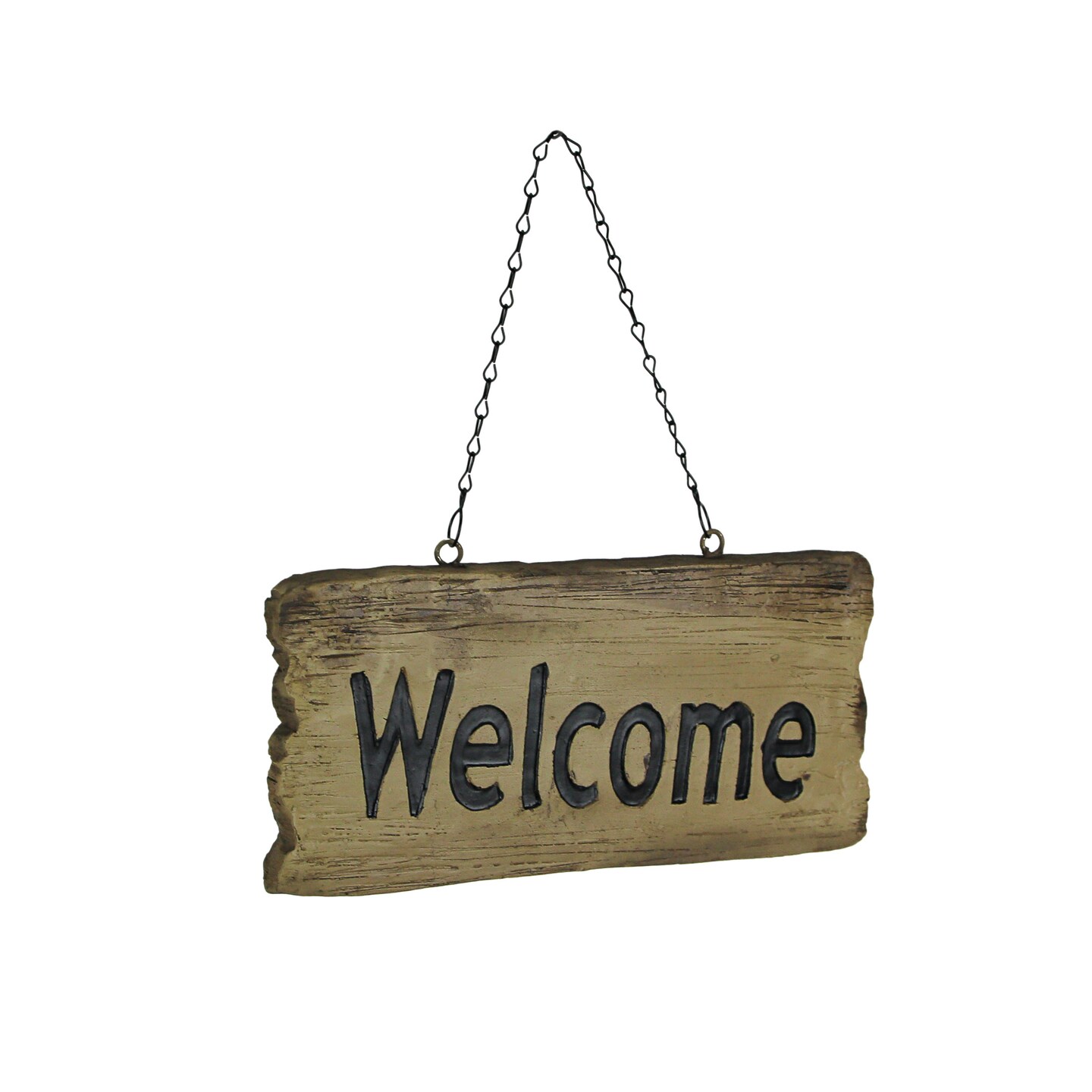 Double Sided Welcome / Go Away Hanging Driftwood Look Wooden Sign