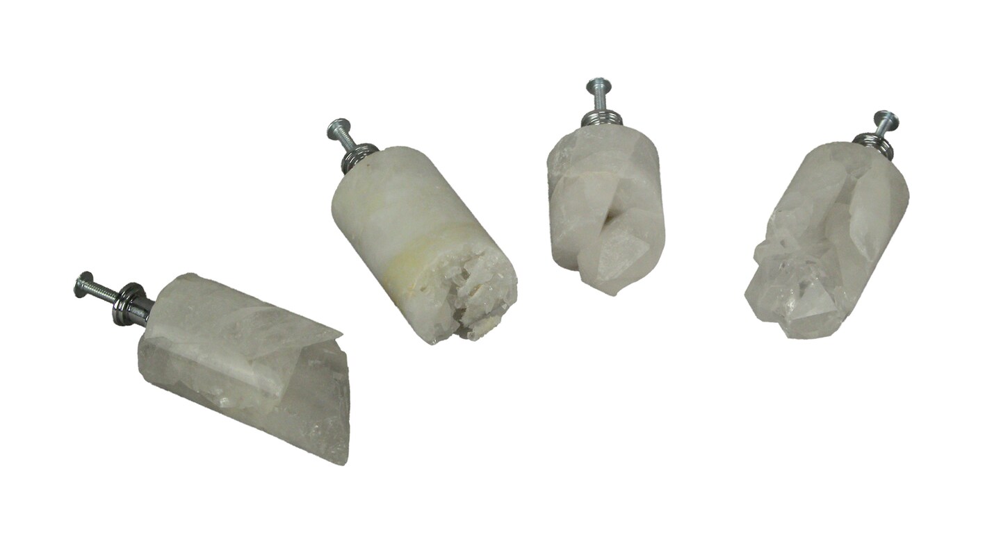 White Quartz Crystal Core Drawer Handles Cabinet Pulls Furniture Decor Set of 4
