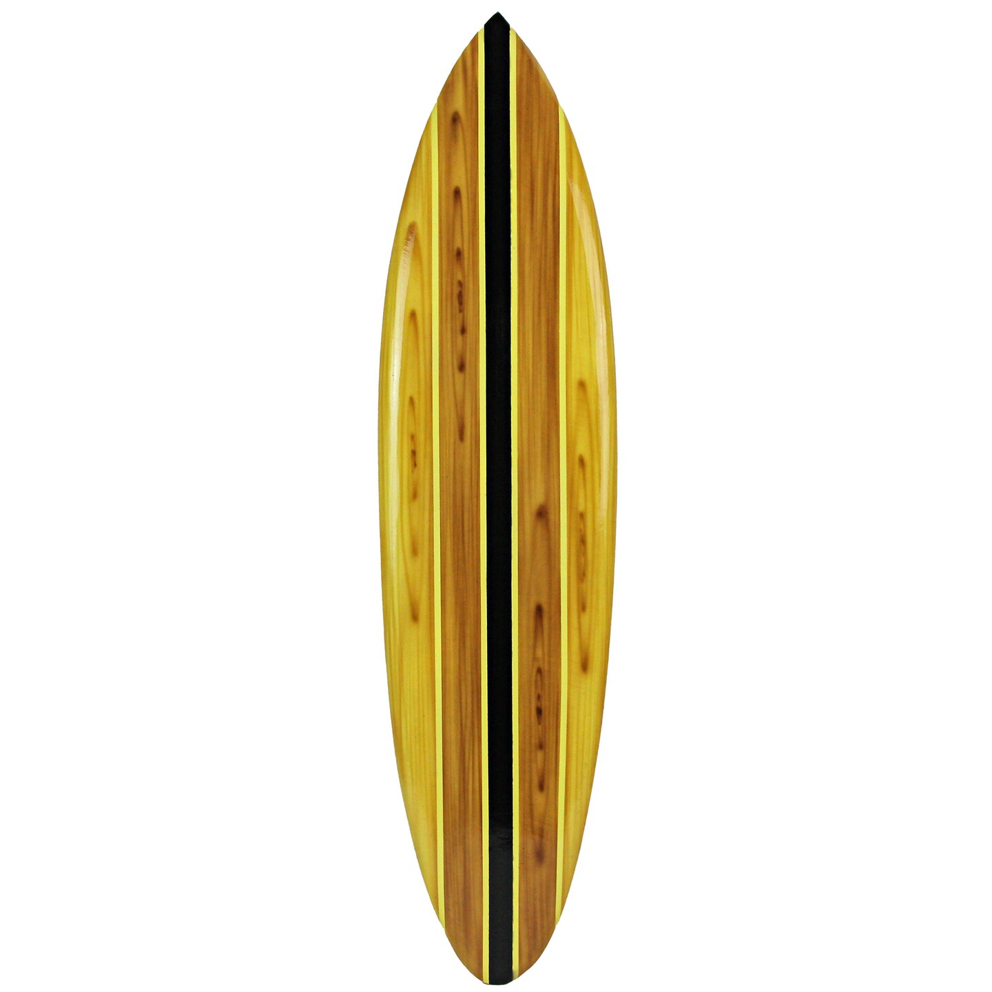 Striped Wooden Surfboard Wall Decor 39" Beach Surf Board Hang Art - Light Brown