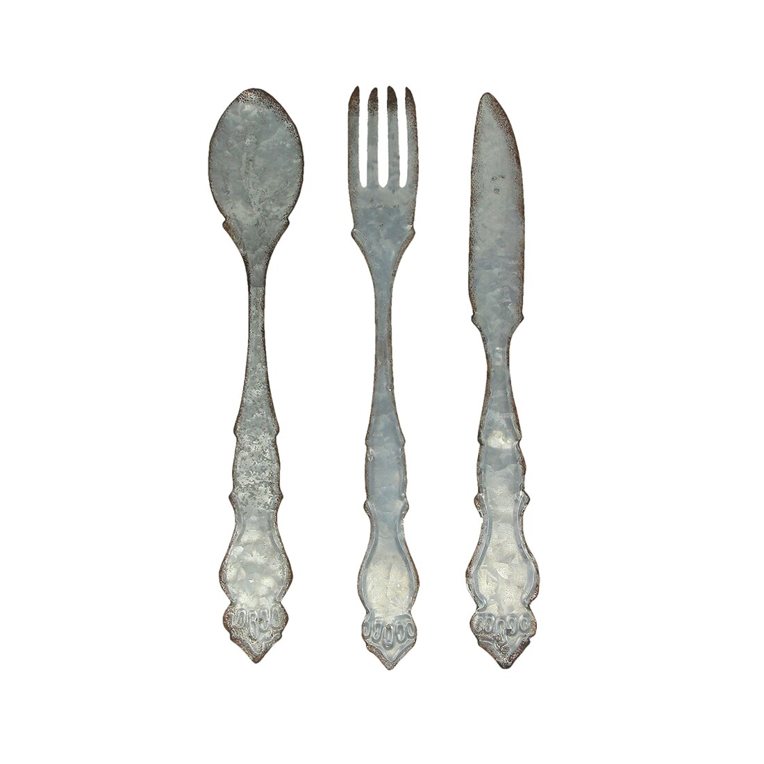 Giant Galvanized Metal Fork Spoon Knife Farmhouse Decor Kitchen Wall Hanging Set