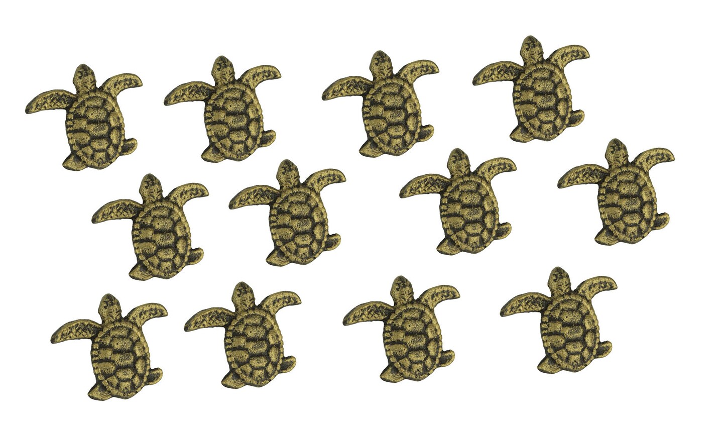 Cast Iron Sea Turtle Handle Drawer Pull Cabinet Knob Beach Decor Set of 12