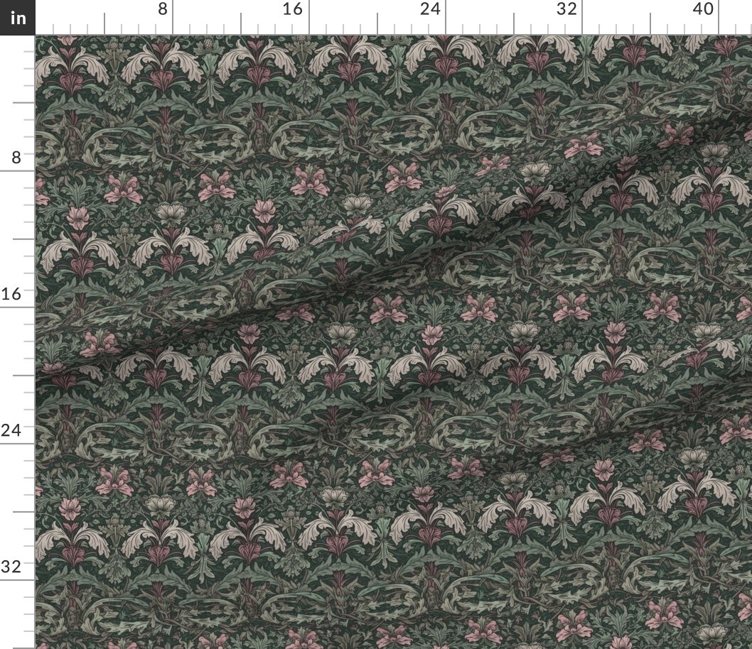 Various Fabrics by the Yard or Fat Quarter Green Victorian Baroque Rococo Damask Art Nouveau Acanthus Large Scale Classical Floral Botanical Custom Printed Fabric by Spoonflower