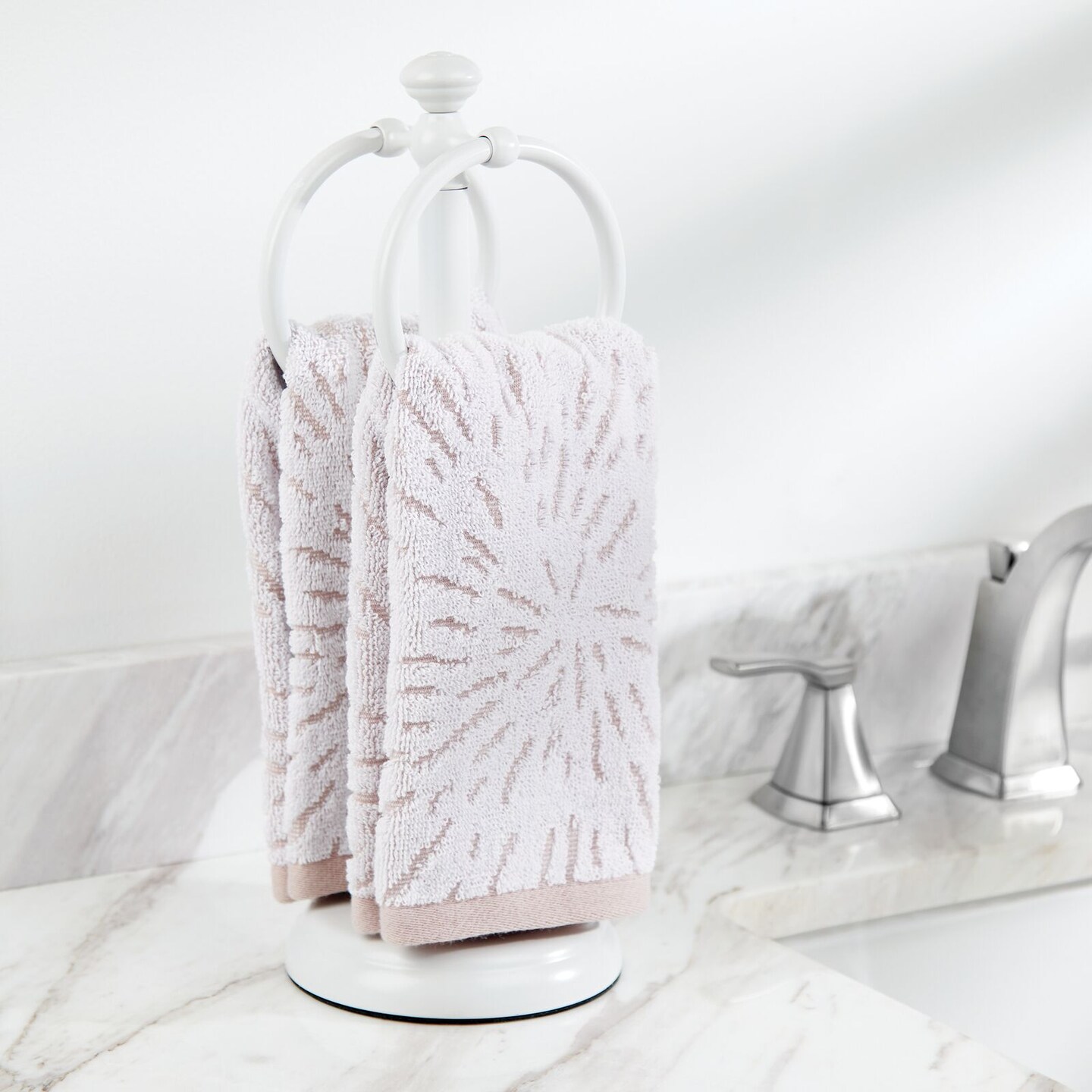mDesign Metal Fingertip Towel Holder for Bath Vanity Countertop
