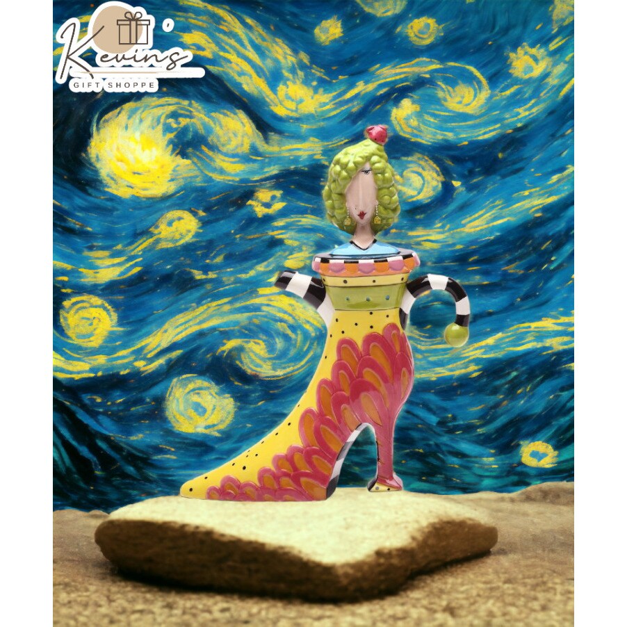 Ceramic Blonde Lady above High Heel Shoe Teapot