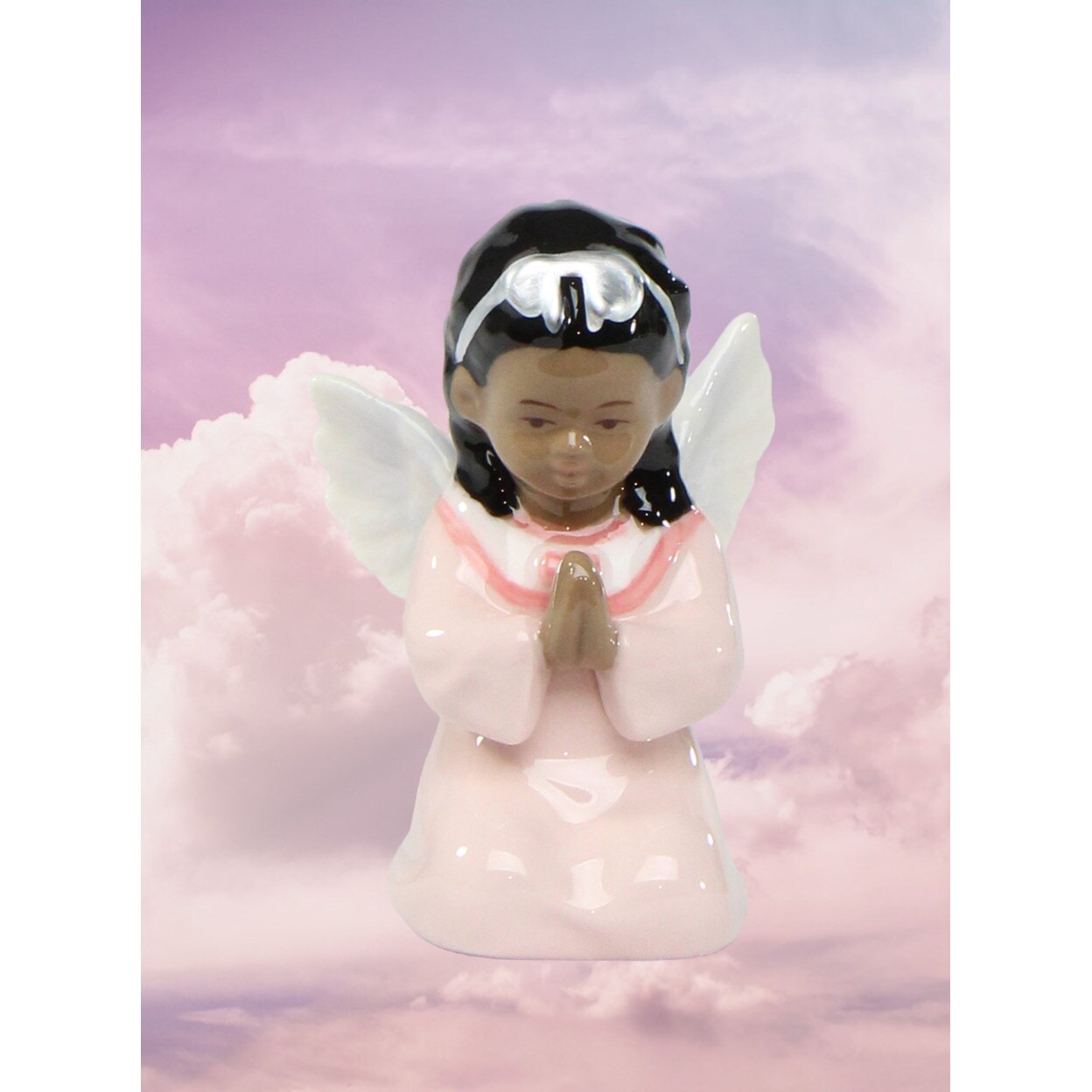 African American Guardian Angel Girl Praying Figurine Gift Idea or Home Décor