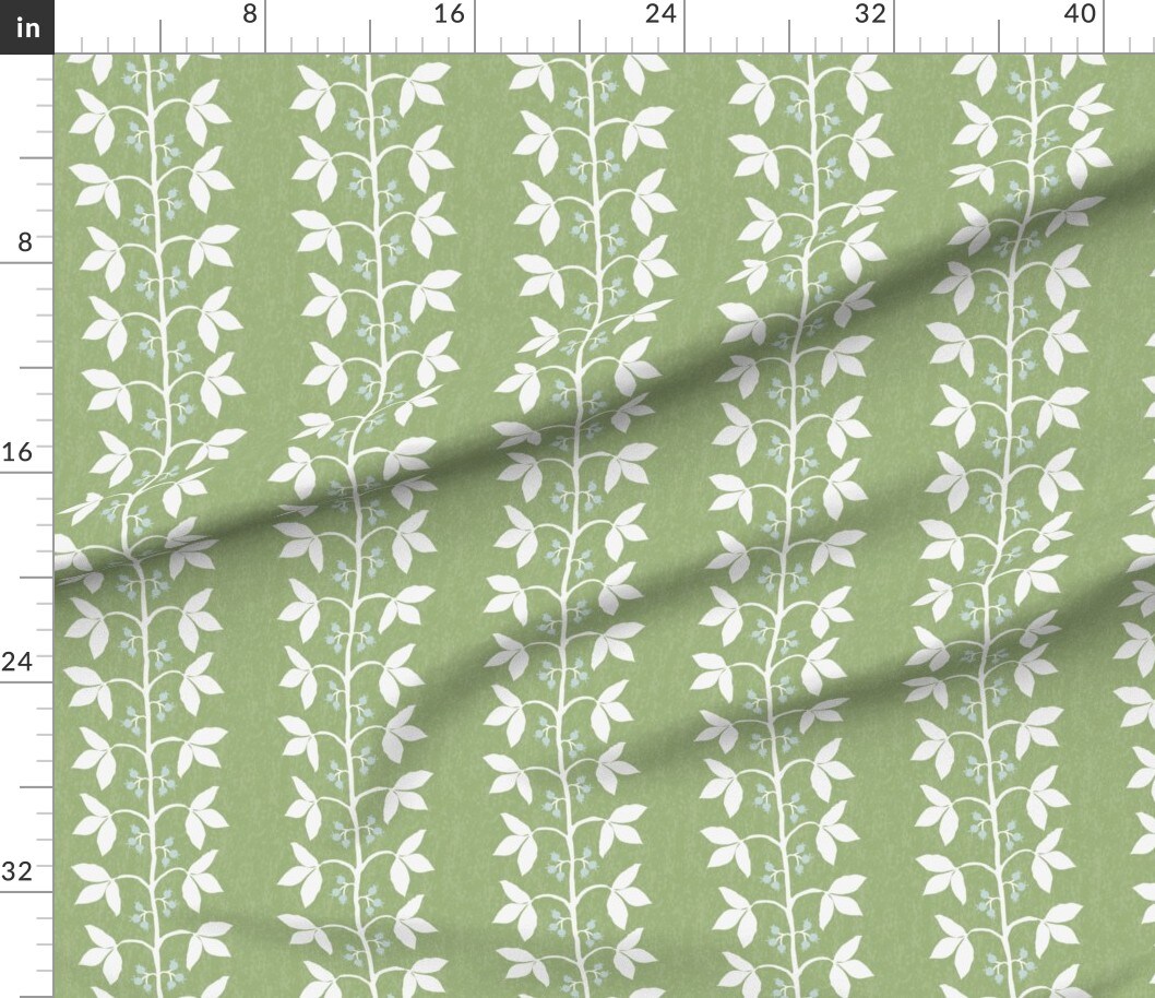 Botanical Stripe Grass Green Simple Traditional Leaves Custom Printed Fabric by Spoonflower Various Fabrics by the Yard or Fat Quarter