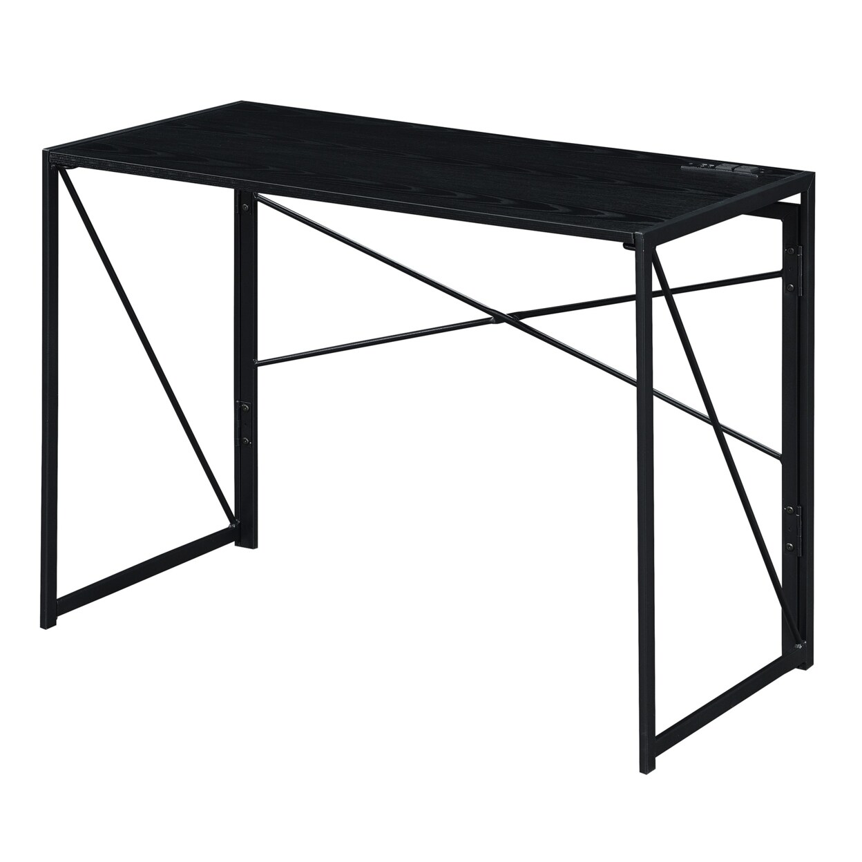 Convenience Concepts Xtra Folding Desk with Charging Station, Black ...