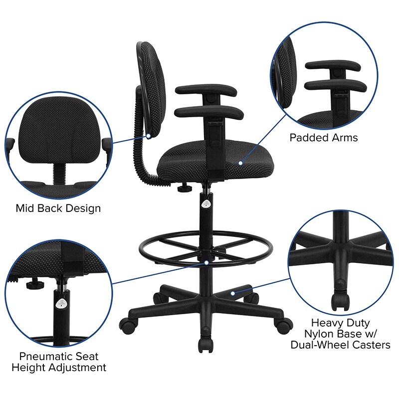 Boss Ergonomic Works Adjustable Drafting Chair with Adjustable