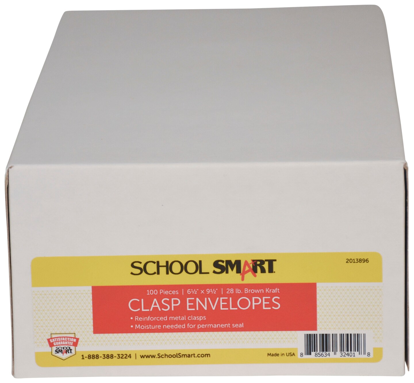 School Smart Kraft Envelopes with Clasp, 6-1/2 x 9-1/2 Inches, Pack of 100