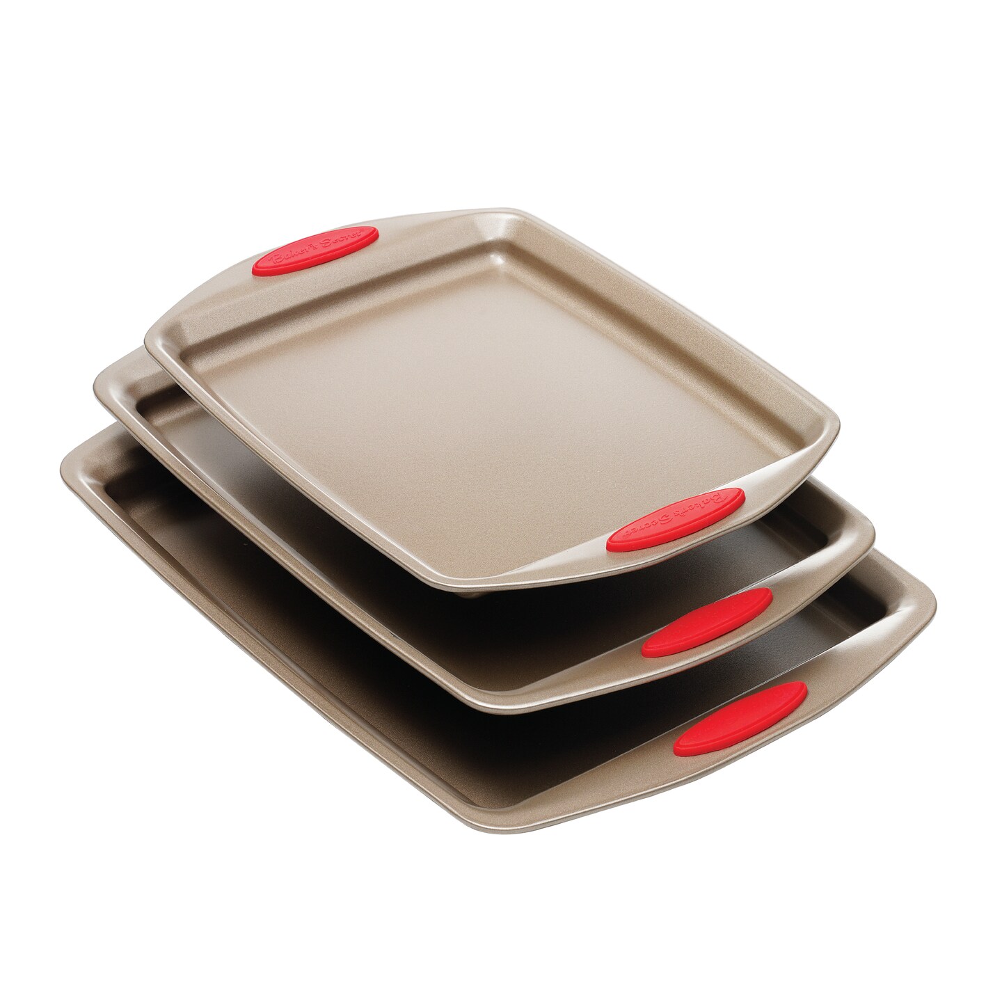 Baker's Secret Baking sheets for Oven - Bakeware Set of 3 Cookie Sheets - Cooking Trays for Baking, Nonstick Pans for Baking, Baking Pan Toaster Oven Pans, with Handles Grip - 3 Pieces Set