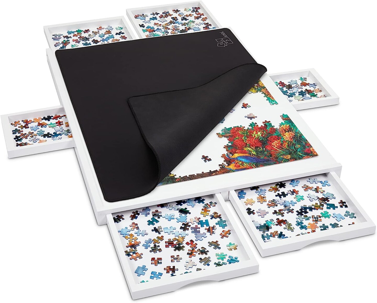 Jumbl 1000 Piece Puzzle Board 23&#x201D; x 31&#x201D; Wooden Jigsaw Puzzle Table &#x26; Trays