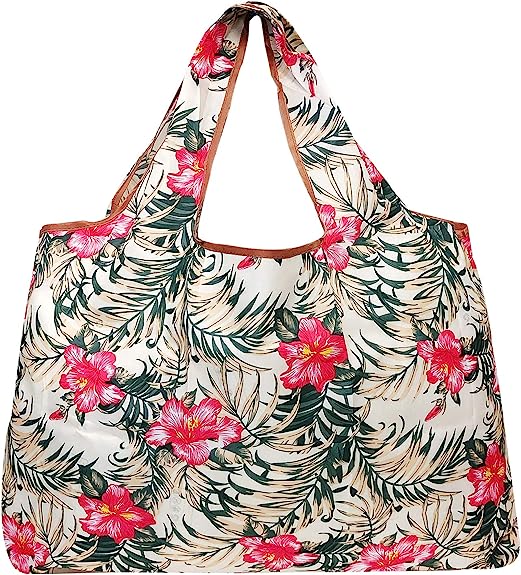 Wrapables Large Foldable Tote Nylon Reusable Grocery Bag, 3 Pack