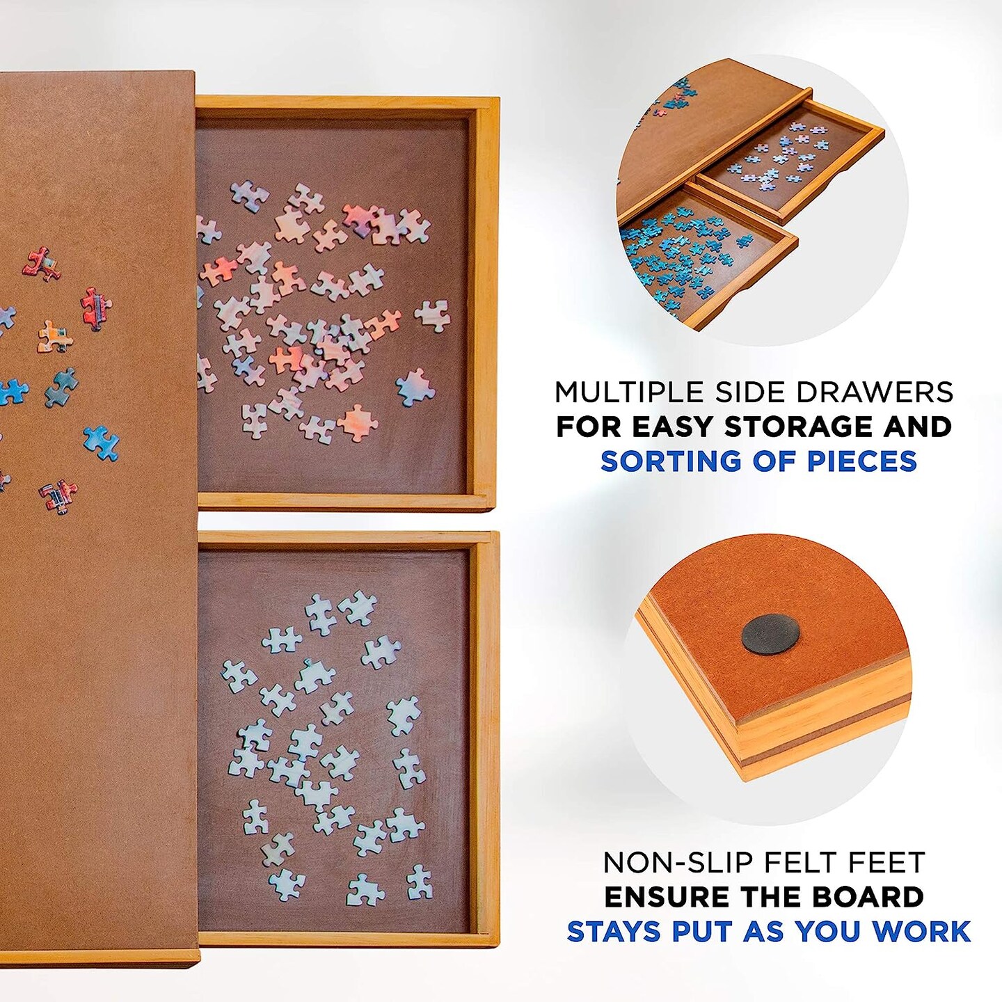 Jumbl 1500 Piece Puzzle Board, 27&#x201D; x 35&#x201D; Wooden Jigsaw Puzzle Table &#x26; Trays