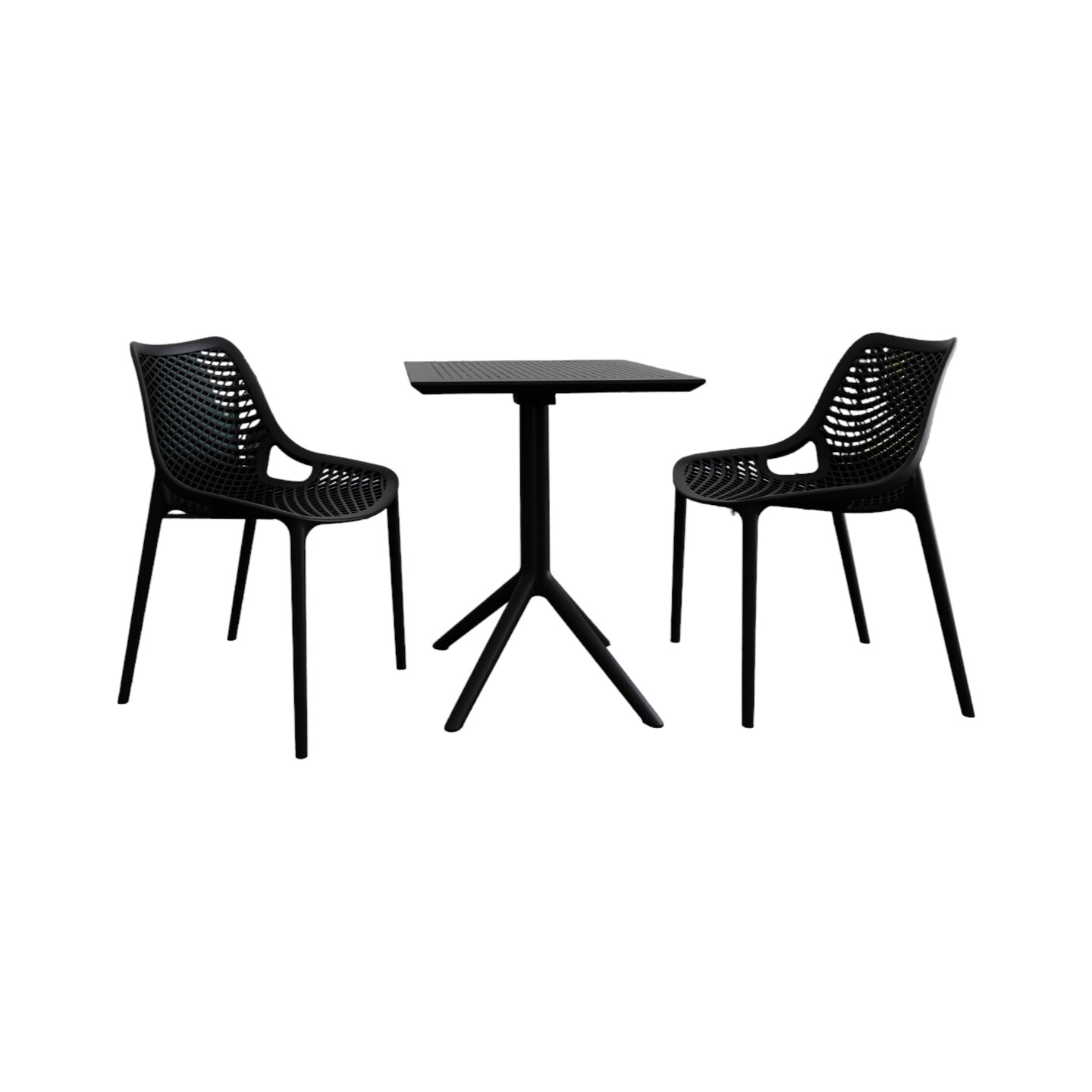 Luxury Commercial Living 3-Piece Black Folding Outdoor Patio Bistro Set 32.25"