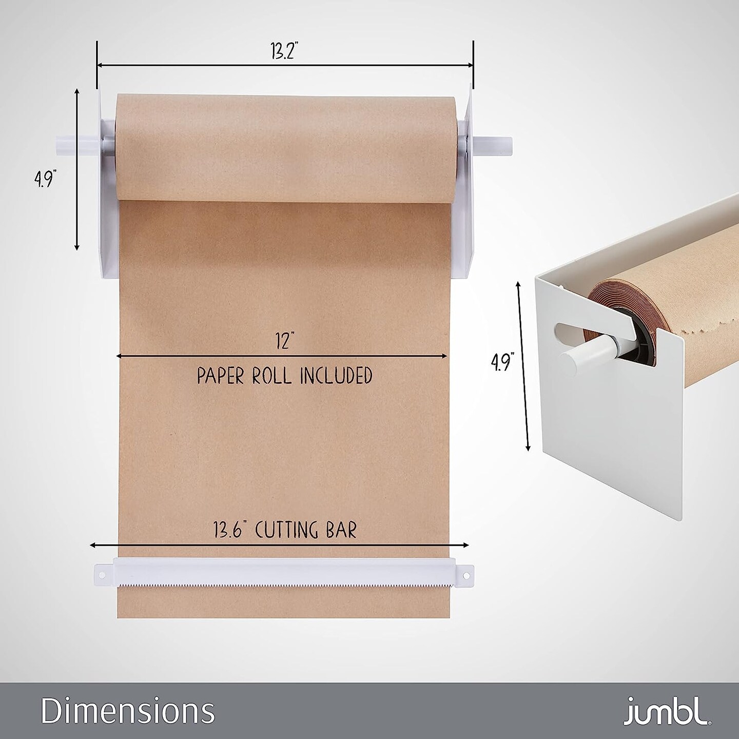 Wall Mounted Kraft Paper Dispenser & Cutter: with Kraft Paper Roll (8 Wide)