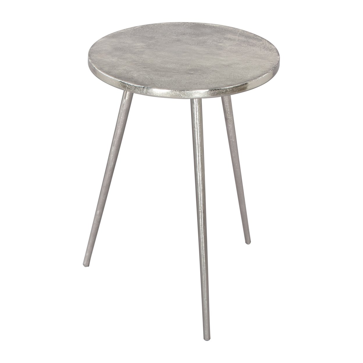 Politik Side Table Silver Cast Aluminum Boho Chic Nightstand Living Room