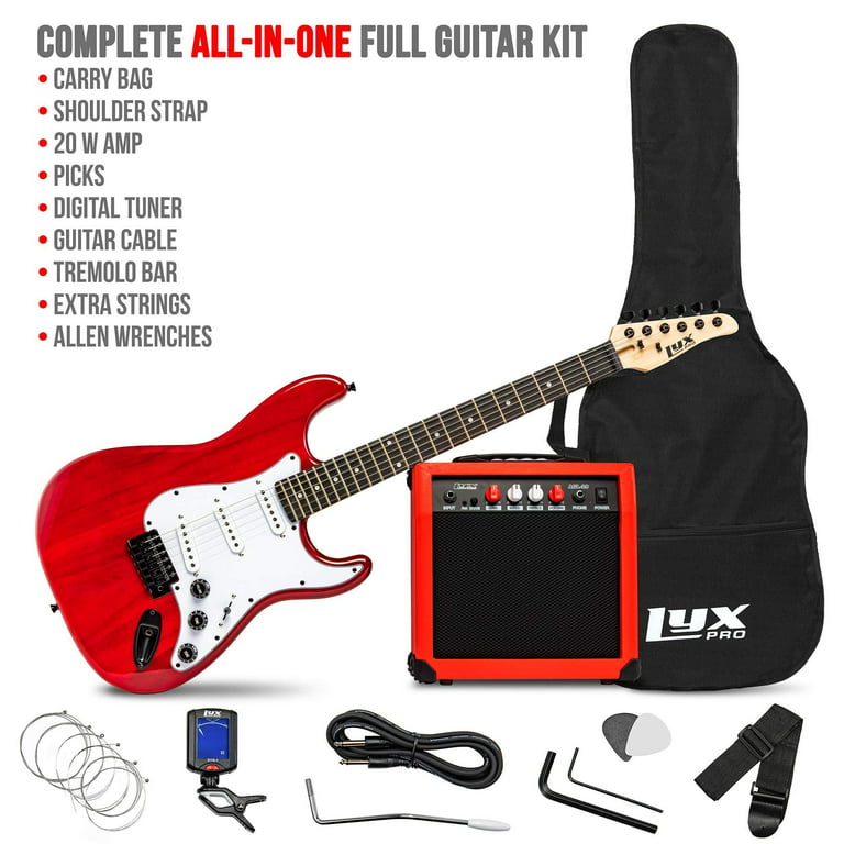 LyxPro Beginner Stratocaster 39&#x201D; Electric Guitar and Electric Guitar Accessories