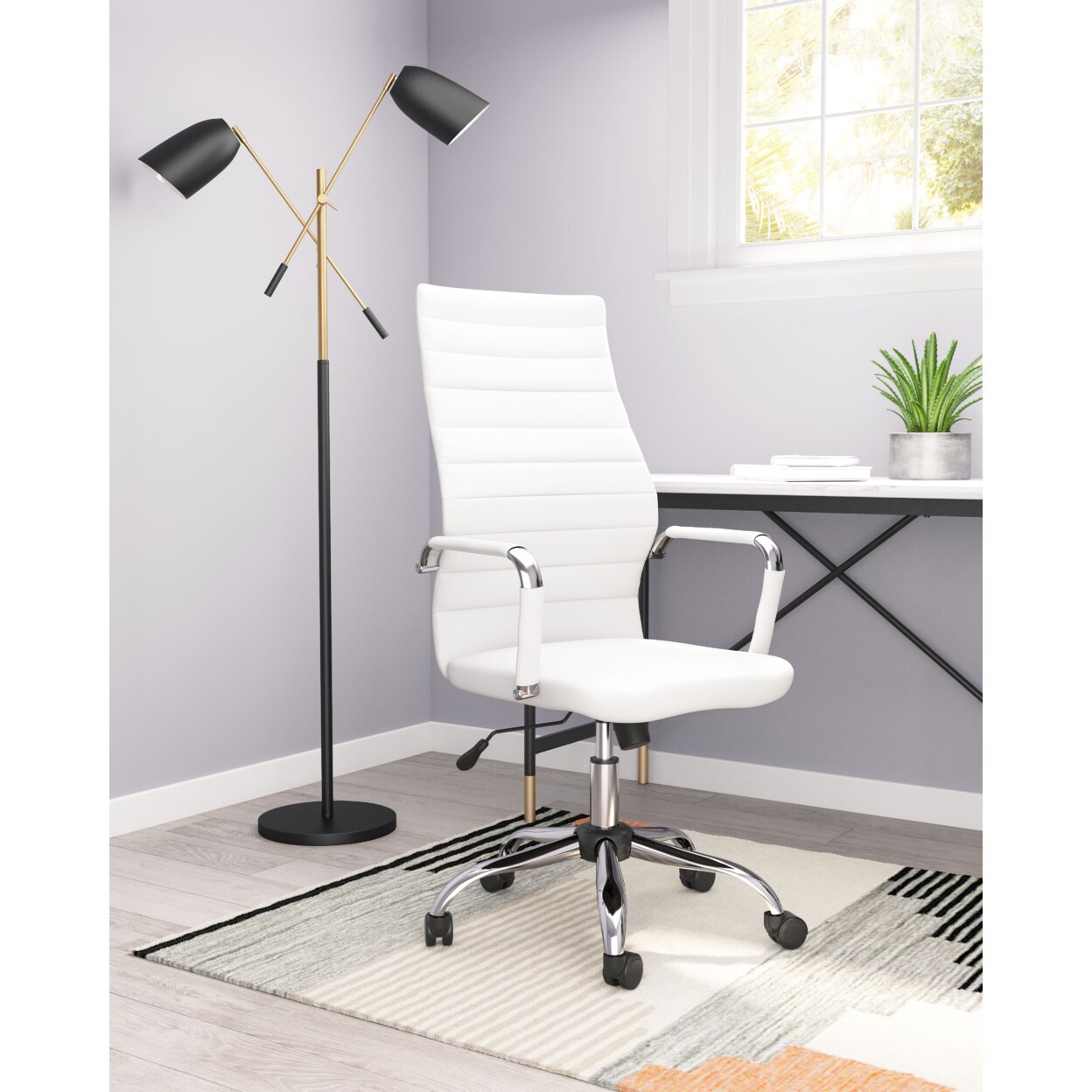 Primero Office Chair Faux Leather Rolling Armchair Mahogany Desk Classic