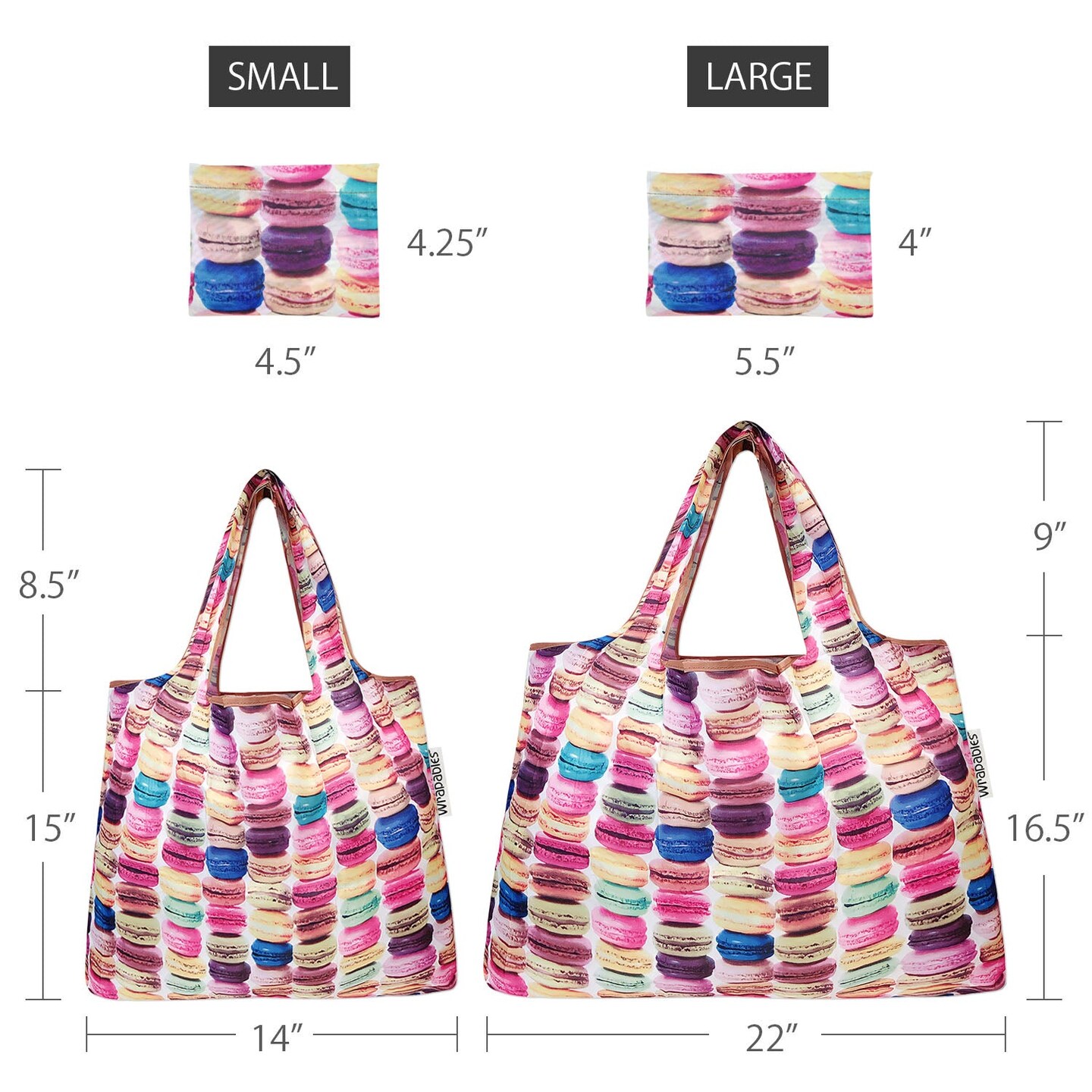 Wrapables Large & Small Foldable Tote Nylon Reusable Grocery Bags, Set of 2