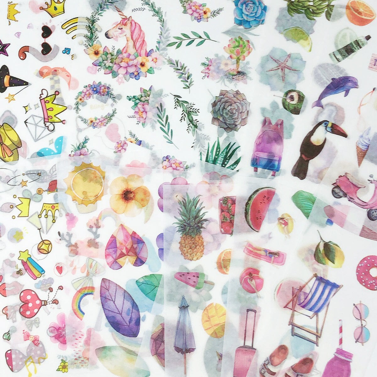 Wrapables Washi Stickers Sets for Scrapbooking, DIY Crafts for Stationery, Diary, Card Making