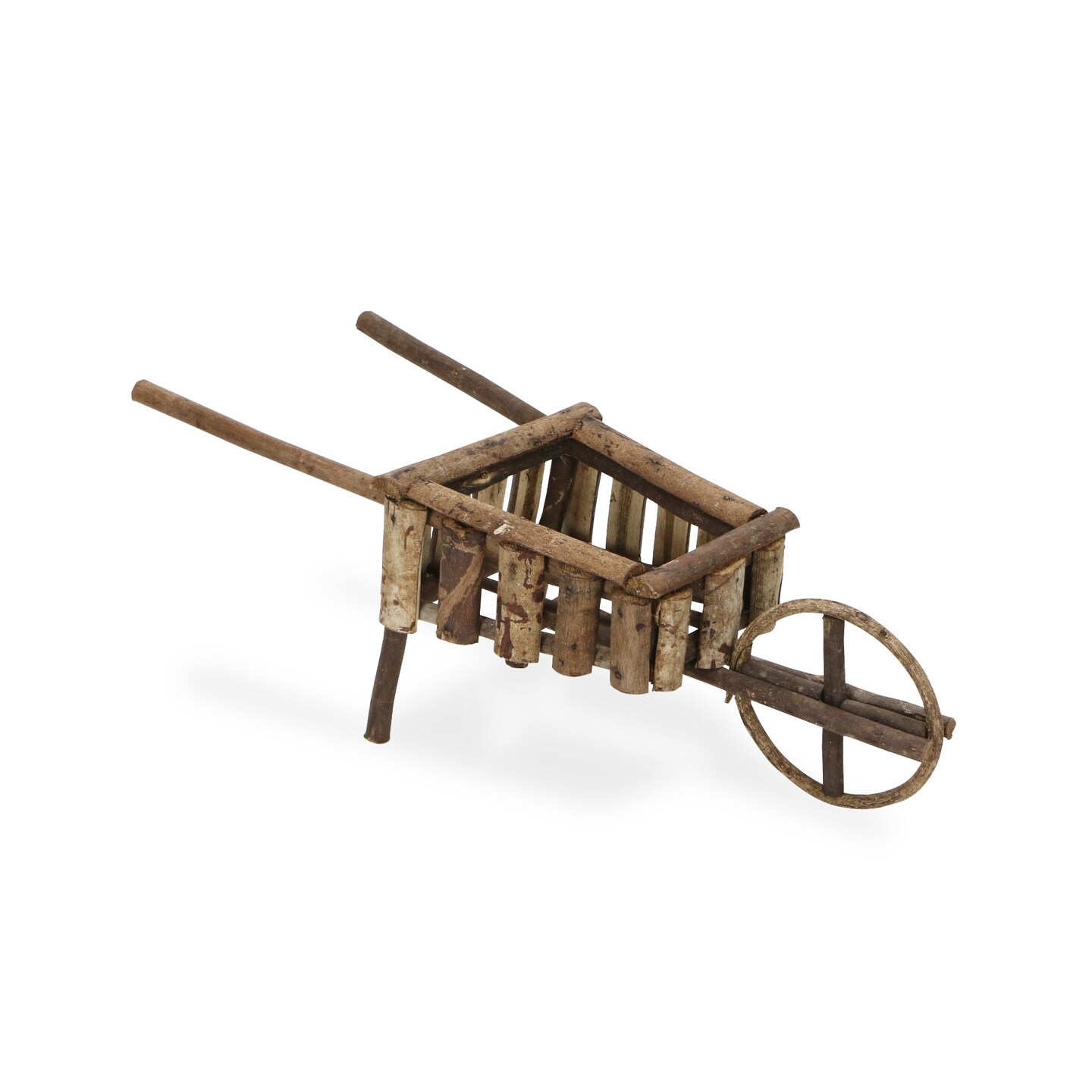 Contemporary Home Living 22&#x22; Brown Contemporary Decorative Wooden Wheelbarrow Tabletop Decor